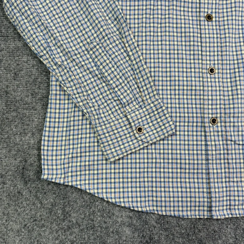 Wrangler Western Shirt Mens L Blue Plaid Stretch Cowboy Button Up Workwear